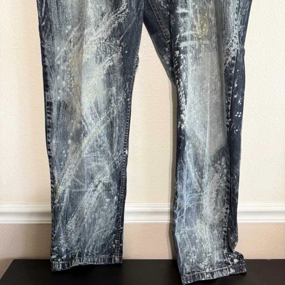 LAB Liberation A Bleu Jeans 40x32 Mens Slim Straight Distressed Splatter Bleach‎